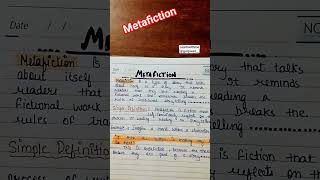 Is Metafiction English Literature