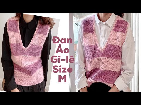 Phần 1: đan áo gile, đan áo vest, tập đan áo len, knitting a vest, knitting vneck