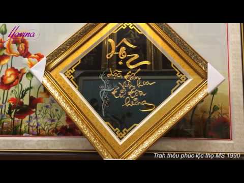 TRANH THÊU TREO PHÒNG KHÁCH - TRANH TRANH PHÒNG KHÁCH - TRANH THÊU PHÚC LỘC THỌ MS 1990