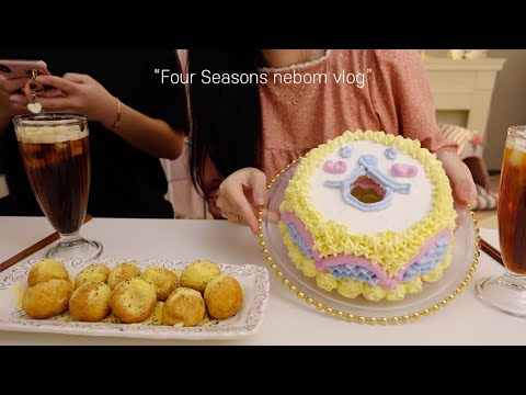 ENG)vlog🎂☁️구름이 케이크 만들고 친구와 홈파티하고 요리하며 보낸 집순이 일상. 마왕족발, 스테이크, 매콤 버터 카레, 매생이라면, 김치메밀전병, 컵케익,치즈볼, 홈베이킹