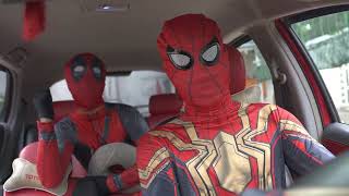 Spider-man Deadpool Dancing In Car Funny Superheroes