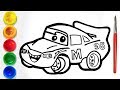 How To Draw Disney Car || coloring and drawing for Kids, coloring Glitter Car - CK TV♡