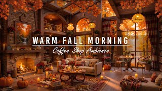 Warm Fall Morning Jazz To Study,Good Moodcozy Coffee Shop Ambience & Smooth Jazz Instrumental Music