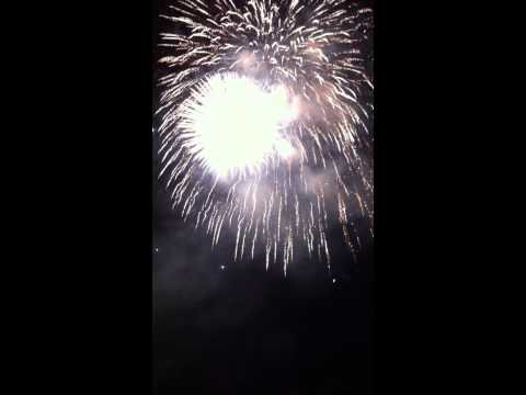 Fireworks in Victory Square of Sakhalin, Russia