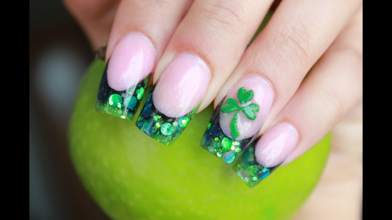 Green and Gold Shamrock Nails - wide 11