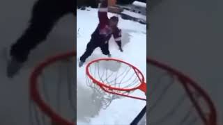 Dunking A Basketball On Ice Skates