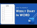 How to Create a Weekly Diary in Word | Diary Template Design
