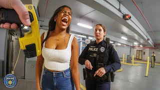 Psycho Woman Kicks Cop In Face And Instantly Regrets It Karens Getting Arrested By Police