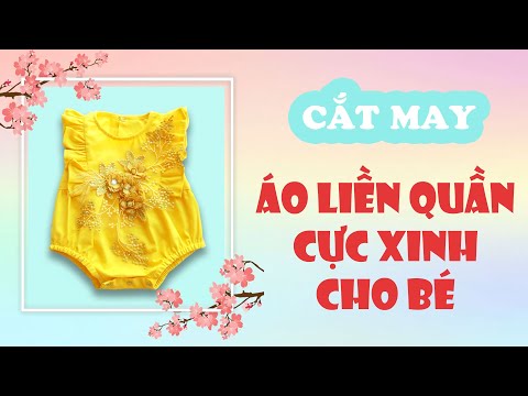 058Hướng dẫn cắt may áo liền quần (romper)nhún bèo vai xinh xắn cho bé l Cách xẻ trụ tùng váy nhún