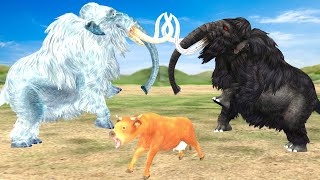 White Mammoth Vs Black Mammoth Attack Cow Cartoon Save By Woolly Mammoth Elephant Epic Battle