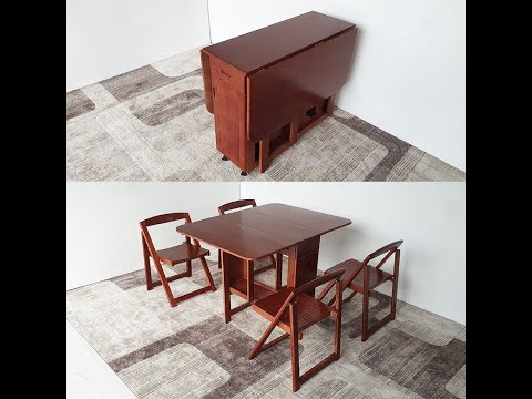 Bộ Bàn Ăn Thông Minh Xếp Gọn Gỗ Tự Nhiên 1m2 - 4 Ghế Đẹp Giá Rẻ - Nội Thất Đồ Gỗ Việt