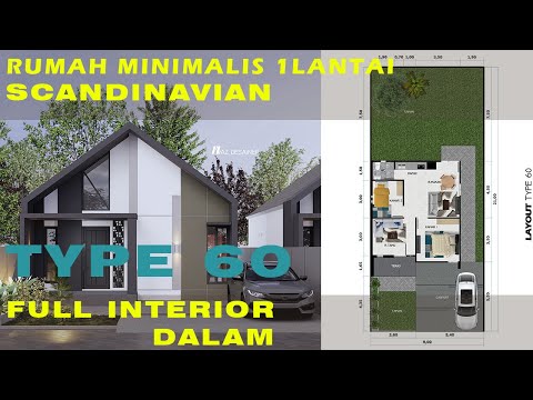 Desain Rumah Minimalis 1 Lantai Model Scandinavian Modern 9x21| TYPE 60m2 desain interior rumah minimalis