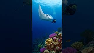 Diver Swims Alongside A Giant Manta Ray