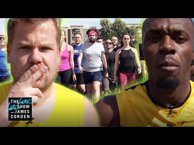 100m Race: Usain Bolt vs James Corden & Owen Wilson -