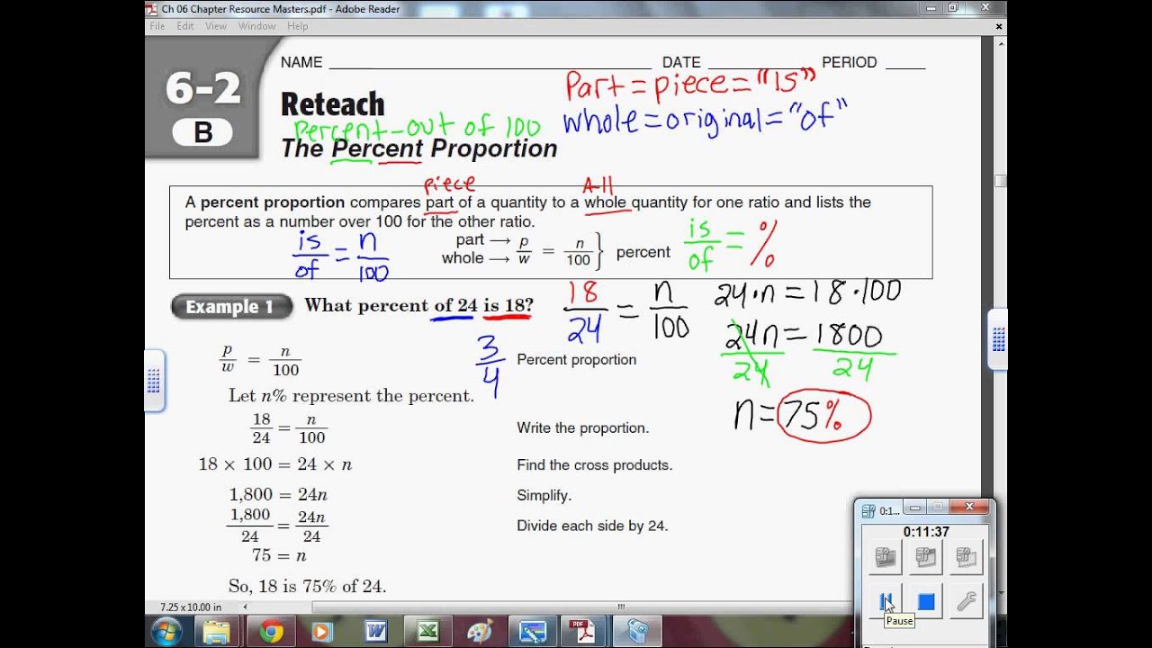 6-2 B Percent Proportions & solving for anything with them 7th grade