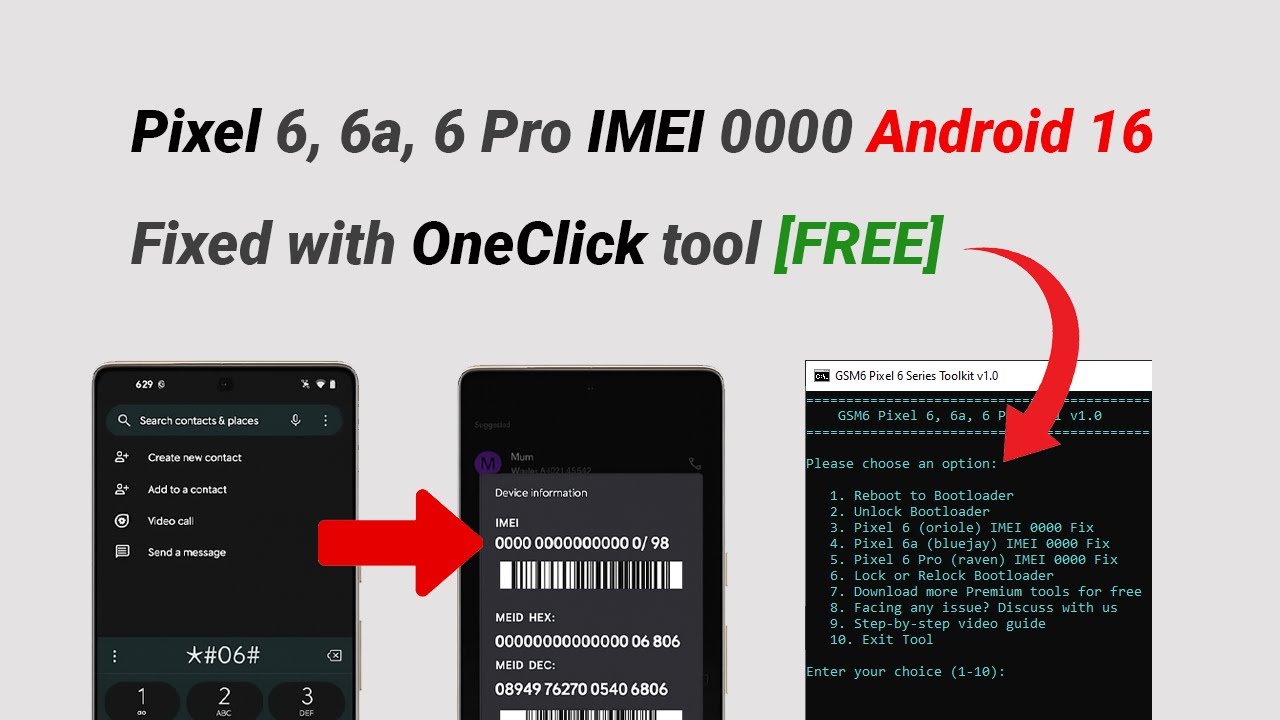 Fix Pixel 6, 6a, 6 pro IMEI 0000 – One-Click Repair with Fix Pixel 6, 6a, 6 pro IMEI 0000 – One-Click Repair with