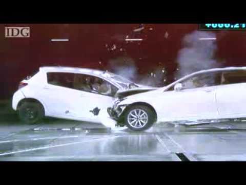 2012 Toyota Vitz Yaris Vs 2012 Toyota Crown Offset Frontal Impact