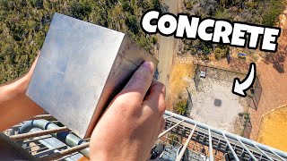 World’s Heaviest 4” Cube Vs. Concrete From 45M!