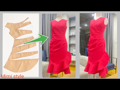 @MiMi style : Thiết kế váy xếp ly sườn đuôi cá/ DIY sewing/ sewing tutorial/ cutting dress