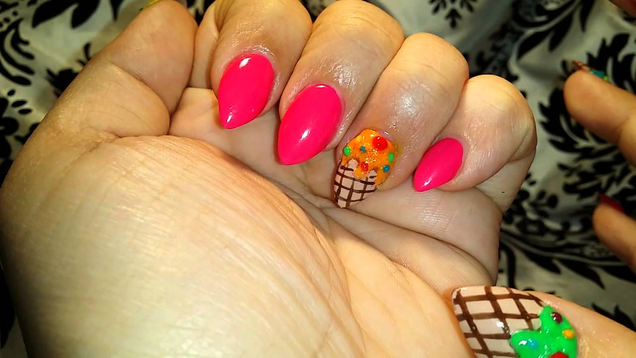 3D Ice Cream Cone Nails! YouTube