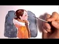 Watercolor Illustration girl portrait timelapse painting Art by Iraville