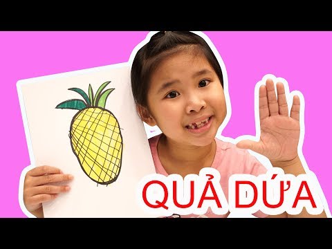 Bé Bún Vẽ và Tô Màu Quả Dứa | Drawing and Coloring Pineapple