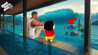 Gta V Franklin And Shinchan Finally Escaped Biggest Tsunami In Los Santos In Gta 5 Telugu
