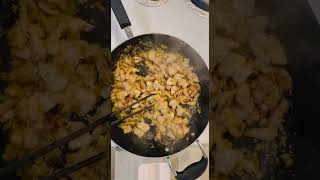 Flavorful Stir-Fried Pork Belly With Shrimp Paste & Aromatics Prepping Garlic Stage