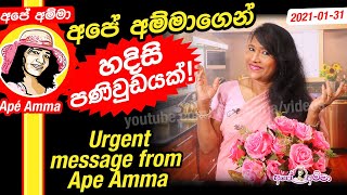 Special urgent message from Apé Amma