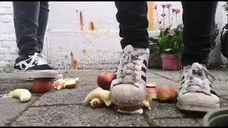Crushing And Trample Fruit Food In Adidas Superstar And Vans Sneakers With My Best Friend. Part 1