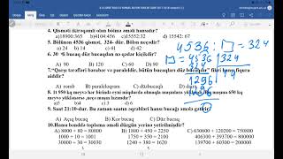 4-Cü Sinif Riyaziyyat Bsq