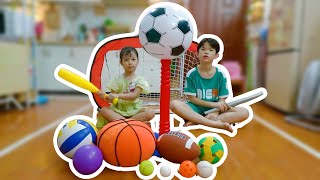 Learn Sports Ball Names & Kids Playing With Sport Balls Compilation T-Ball Baseball For Kids