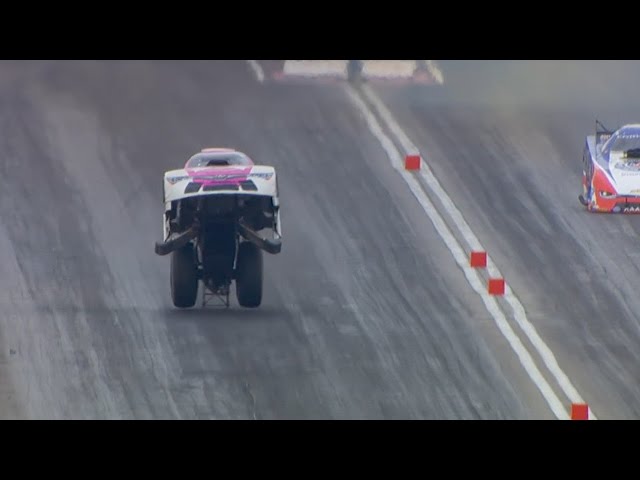 Funny Car Nearly Flying Through The Air Midrace - Video