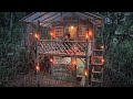 3days solo camping Build a multi-story shelter with minimalist bamboo stairs||Solo camping-Bushcraft