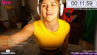 Female Streamer Completes 1000 Pushups In 53 Min