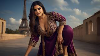 4K Ai Lookbook Ai Divas Plus Size Curvy Models Sherwani Eiffel Tower Paris