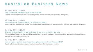 Business News Headlines for 20 Jul 2019 - 6 PM Edition