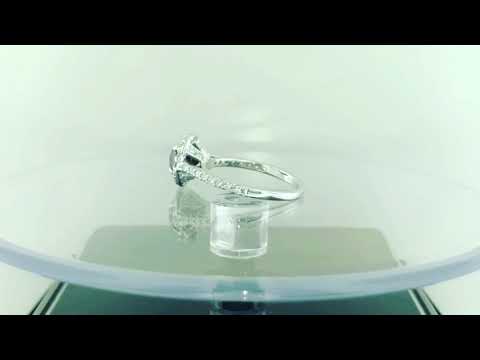 1.59 Carat Black Diamond Halo Engagement Ring 18K White Gold Unique Certified 1.59 Carat Black Diamond Halo Engagement Ring 18K White Gold Unique Certified