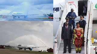 Mapokezi Ya Ndege Mpya Ya Air Tanzania Aina Ya Boeng 737-Max9 Katika Uwanja Wa Ndege Wa Jnia Dar.