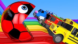 Learn Colors with PACMAN Slide and 3D Soccer Ball Street Vehicle for Children