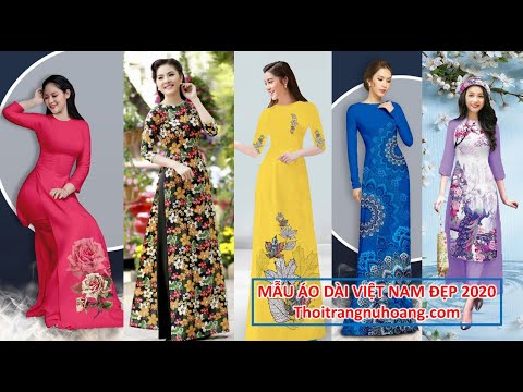 20 mẫu áo dài truyền thống Việt Nam họa tiết hoa sang trọng, áo dài giáo viên mặc đẹp