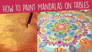 How to Paint Mandalas on Tables ** Hand Painted Art ** DIY