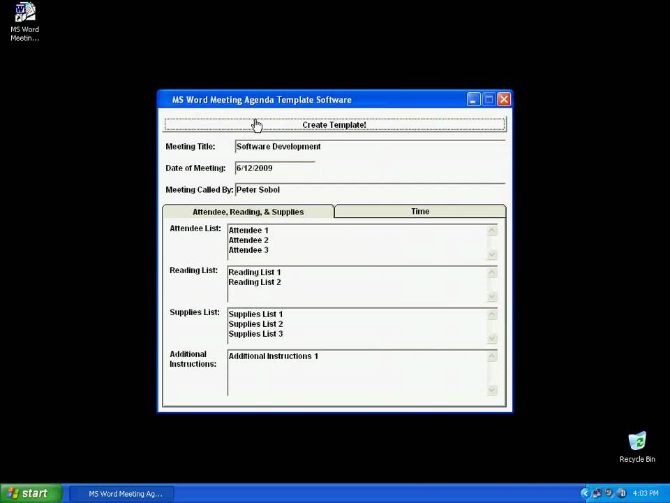 creating an agenda in word