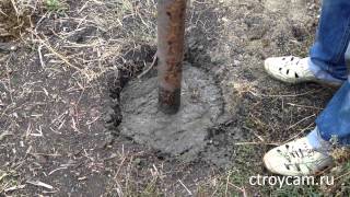 Установка столбов для забора №2. Проставление столбов