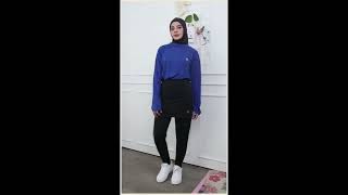 Hijab Setelan Olahraga Wanita 3 Pcs Sport Set Hijab, Atasan, Legging Rok