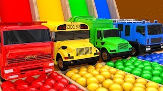 Learn Colors With Street Vehicle And Pacman Magic Water Slide Color Shape Farm Pretend Play For Kids