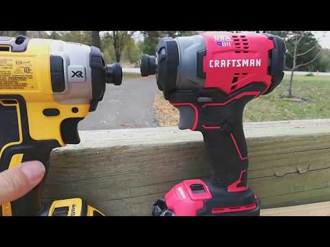Craftsman V20 brushless imact driver and DeWalt 887 comparison.