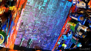 Painting A Future City With Acrylics. ( 25 minutes + Ambient Music )