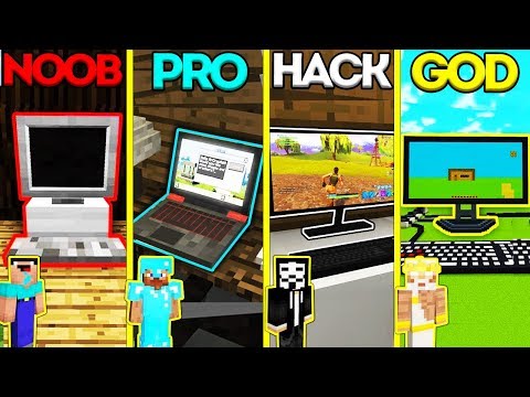 Minecraft Battle Noob Vs Pro Vs Hacker Vs God Personal Computer Challenge Animation
