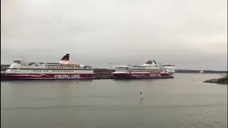 Viking- And Silja Line Ships Blasting Horns In Helsinki